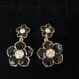 Kate Spade NY Black Enamel Floral Drop Earrings